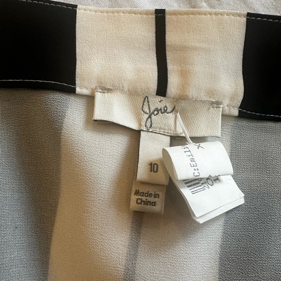 Joie Black and Cream Striped Silk Skirt - Picture 5 of 7